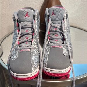 Jordan Two Gray and Pink Mid-Top Sneakers